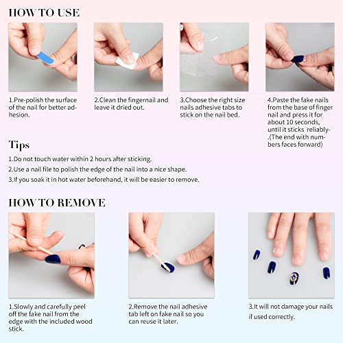 Sun&Beam Handmade Short Round Press On Nails with Golden Flowers - 10 Piece Set - Image 5