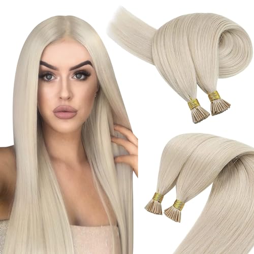 Sunny Itip Human Hair Extensions 20inch I Tip Hair Extensions Human Hair Platinum Blonde Cold Fusion I Tip Hair Extensions Blonde Itip Hair Extensions Real Human Hair 50s 50g