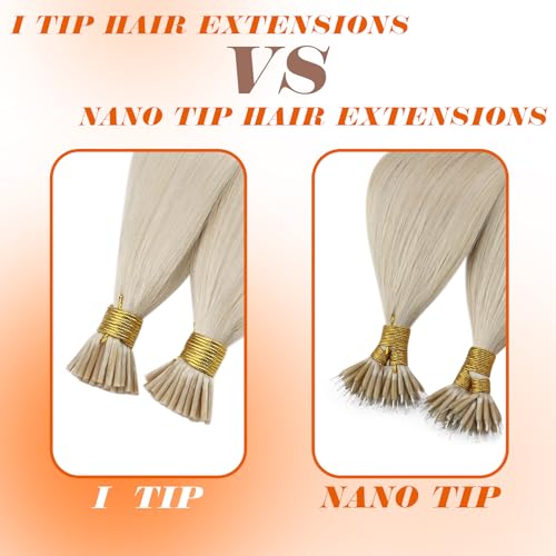 Sunny Itip Human Hair Extensions 20inch I Tip Hair Extensions Human Hair Platinum Blonde Cold Fusion I Tip Hair Extensions Blonde Itip Hair Extensions Real Human Hair 50s 50g - Image 5