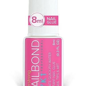 Super Strong Nail Glue For Nail Tips, Acrylic Nails and Press On Nails (8ml) NYK1 Nail Bond Brush On Nail Glue For Press On Nails Long Lasting Nail Glue For Acrylic Nails Fake Nails Tips Nail Glue Gel