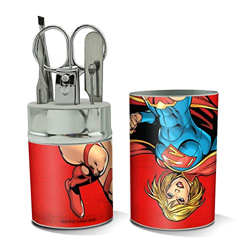 Superman & Supergirl Stainless Steel 10-Piece Manicure Pedicure Travel Grooming Kit - Image 2