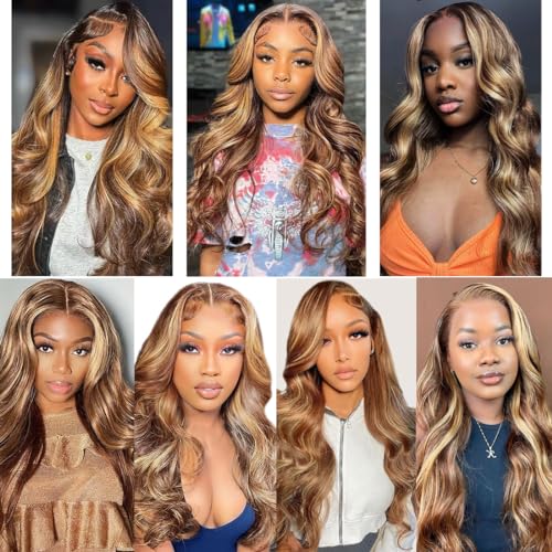 SWEETGIRL 24 Inch Honey Blonde Ombre Body Wave Lace Front Wig 13x6 180 Density - Image 6