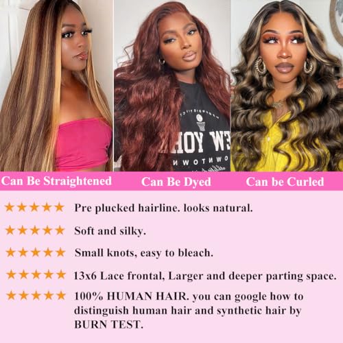SWEETGIRL 24 Inch Honey Blonde Ombre Body Wave Lace Front Wig 13x6 180 Density - Image 5