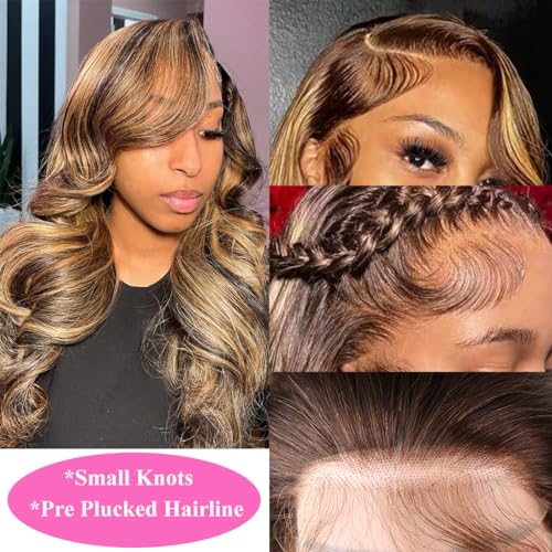 SWEETGIRL 24 Inch Honey Blonde Ombre Body Wave Lace Front Wig 13x6 180 Density - Image 4