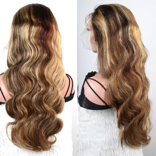 SWEETGIRL 24 Inch Honey Blonde Ombre Body Wave Lace Front Wig 13x6 180 Density - Image 7
