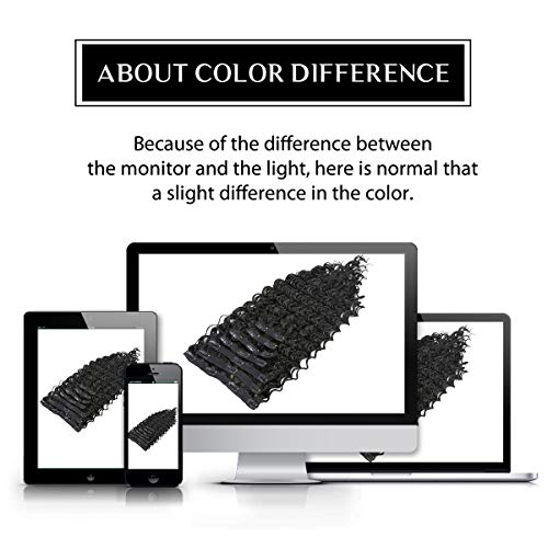 Synthetic Curly Clip in Hair Extensions Double Weft Full Head Deep Wave Hair Pieces Heat Resistance Thick Deep Wave Clip In 7 Pieces(24" Deep Wave, 1B Natural Black) - Image 7