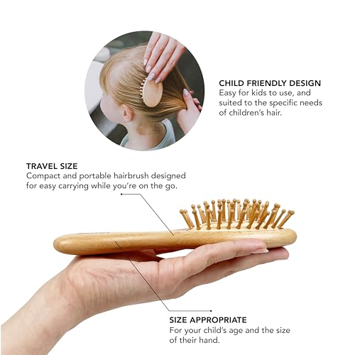 Tada Natural Beauty Bamboo Hair Brush l Wooden Comb l Bamboo Brushes for Wet Dry Curly Thick Straight Hair l Detangling Hairbrush for Women, Men, and Kids (Mini Wood Brush) - Image 4