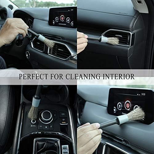 TAKAVU 12-Piece Natural Boar Hair Car Detailing Brush Set with Microfiber Towel Included - Image 7