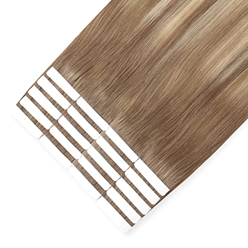 20 Inch Ash Brown to Dirty Blonde Balayage Tape In Human Hair Extensions 20 Piece Set - Image 5