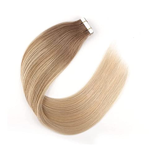 20 Inch Ash Brown to Dirty Blonde Balayage Tape In Human Hair Extensions 20 Piece Set - Image 9