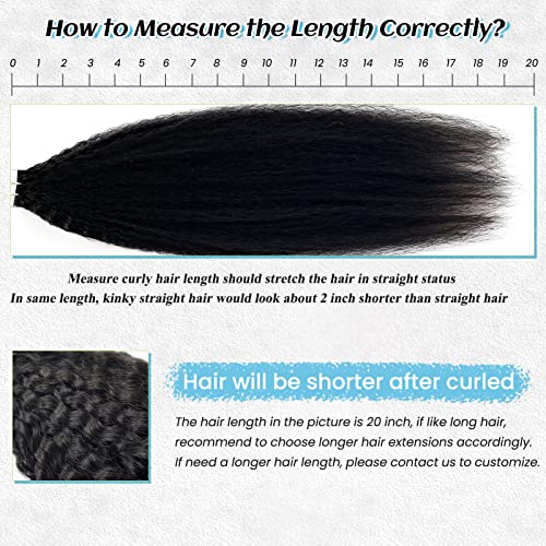Tape ins for Black Women Human Hair 24” Kinky Straight Tape in Hair Extensions Human Hair Black Women Hand Tied Weft Hair Extensions Human Hair Tape in Hair Extensions Real Human Hair Kinky Tape ins - Image 5