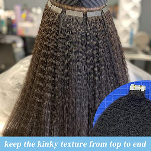 Tape ins for Black Women Human Hair 24” Kinky Straight Tape in Hair Extensions Human Hair Black Women Hand Tied Weft Hair Extensions Human Hair Tape in Hair Extensions Real Human Hair Kinky Tape ins - Image 7