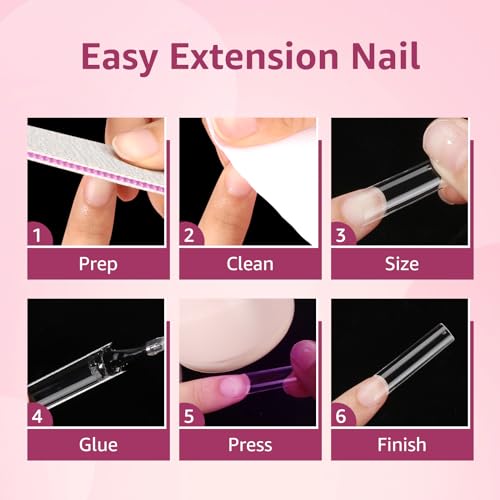 Tapered Square Nail Tips No C Curve, XL Half Cover Nail Tips for Acrylic Nails Professional 12 Sizes Straight Flat Pre Shaped Half Matte Clear Nail Tips for Nail Extension DIY Salon with Box - Image 7