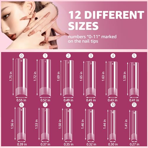 Tapered Square Nail Tips No C Curve, XL Half Cover Nail Tips for Acrylic Nails Professional 12 Sizes Straight Flat Pre Shaped Half Matte Clear Nail Tips for Nail Extension DIY Salon with Box - Image 6