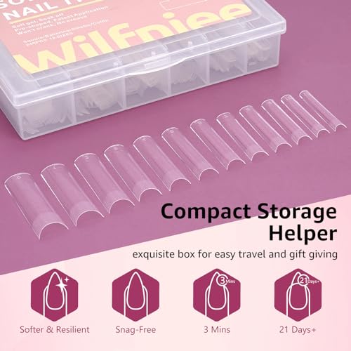 Tapered Square Nail Tips No C Curve, XL Half Cover Nail Tips for Acrylic Nails Professional 12 Sizes Straight Flat Pre Shaped Half Matte Clear Nail Tips for Nail Extension DIY Salon with Box - Image 4