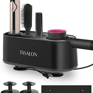 TASALON Black 3-in-1 Hair Dryer Holder and Organizer Mount for Wall or Countertop
