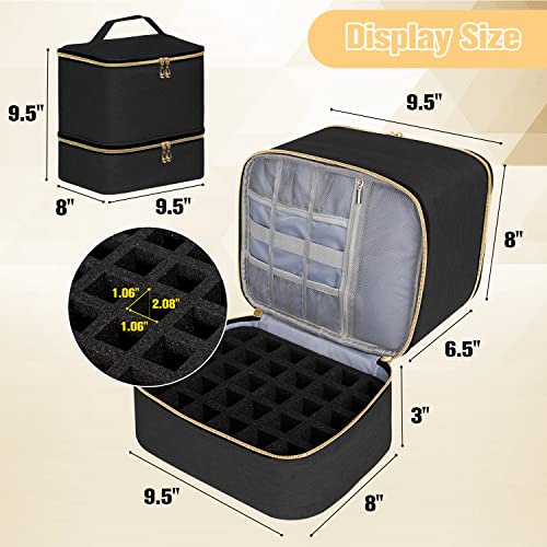 TDIFFUN Nail Polish Organizer and Nail Dryer Case, Double-Layer Nail Polish Storage Holds 30 Bottles (15ml/0.5 fl.oz) and 1 Led Nail Lamp, Travel Carrying Case for Nail Polish Kit Set (Canvas Black) - Image 5
