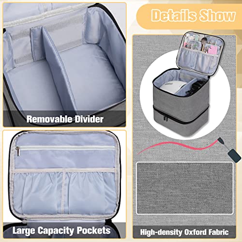 TDIFFUN Nail Polish Organizer and Nail Dryer Case, Double-Layer Storage Holds 30 Bottles (15ml/0.5 fl.oz) and 1 Led Nail Lamp, Travel Carrying Case for Nail Polish Kit Set (Grey) - Image 3