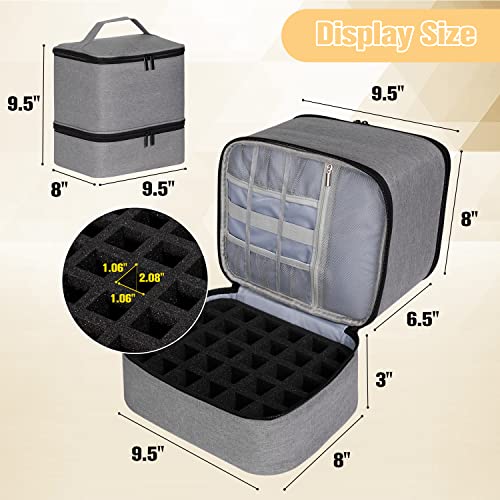 TDIFFUN Nail Polish Organizer and Nail Dryer Case, Double-Layer Storage Holds 30 Bottles (15ml/0.5 fl.oz) and 1 Led Nail Lamp, Travel Carrying Case for Nail Polish Kit Set (Grey) - Image 5