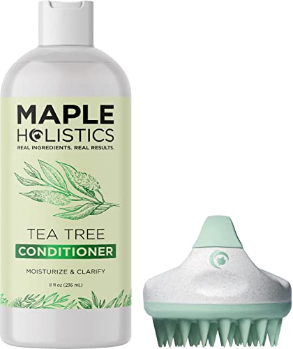 Tea Tree Conditioner 8 Fl Oz with Scalp Scrubber Brush for Healthy Hair Care