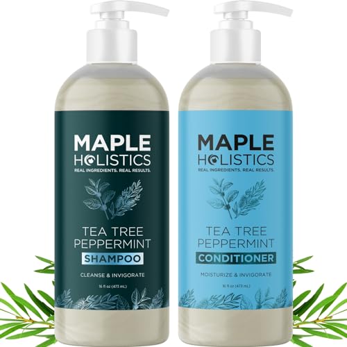 Tea Tree Mint Shampoo and Conditioner - Tea Tree Rosemary Mint Shampoo and Conditioner Set Sulfate Free for Daily Clarifying and Dry Scalp Care - Paraben and Sulfate Free Shampoo and Conditioner 16oz