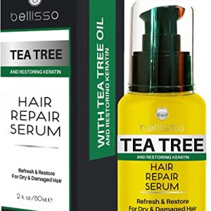 Tea Tree Oil Hair Serum - Moisturizer Treatment for Fighting Dandruff and Repair Dry, Damaged Hair and Itchy Scalp - Care and Styling Products for Women and Men - With Anti Frizz Keratin for Shine