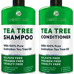 16 oz Tea Tree Oil Shampoo Conditioner Set for Itchy Scalp Sulfate Paraben Free