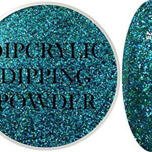 Teal Sparkling 1oz Dipping Powder Jar for Professional Nail Art