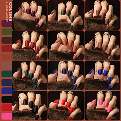 Teenitor Press on Nails Short,576pcs Matte Square Short Fake Nails with Nail Glue, Glue on Nails,24 Colors - Image 2