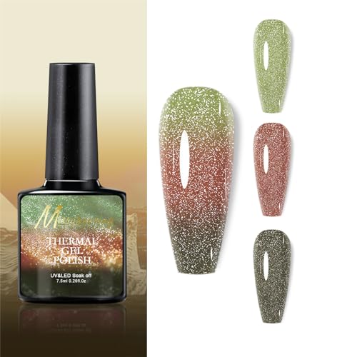 Temperature Color Changing Gel Nail Polish, Glitter Gel Polish Colors Change Gradient Chameleon Holographic Soak Off Nail Art Design for DIY Nail Art Manicure Home Salon Gifts for Women Girls (05)