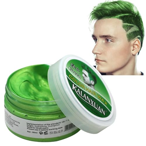 Temporary Green Hair Dye, Natural Hair Wax Color Washable Hair Color Wax For Women & Men, Temporary Hair Color Wax, Dye Wax Hairstyle Cream For Party, Cosplay, Masquerade, Halloween