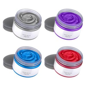 Temporary Washable Hair Color Wax Set 4 Colors for Adults & Kids Cosplay Parties