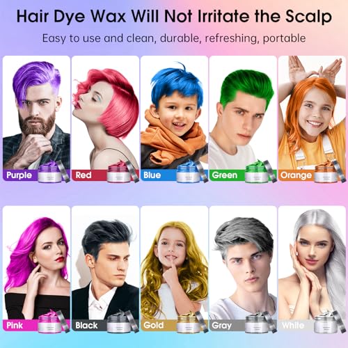 Temporary Washable Hair Color Wax Set 4 Colors for Adults & Kids Cosplay Parties - Image 8