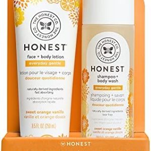 The Honest Company 2-in-1 Cleansing Shampoo + Body Wash and Face + Body Lotion Bundle | Gentle for Baby | Naturally Derived | Citrus Vanilla Refresh, 18.5 fl oz