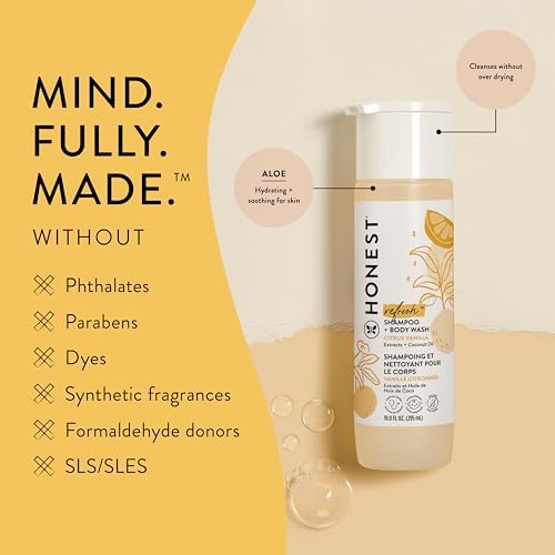 The Honest Company 2-in-1 Cleansing Shampoo + Body Wash and Face + Body Lotion Bundle | Gentle for Baby | Naturally Derived | Citrus Vanilla Refresh, 18.5 fl oz - Image 6