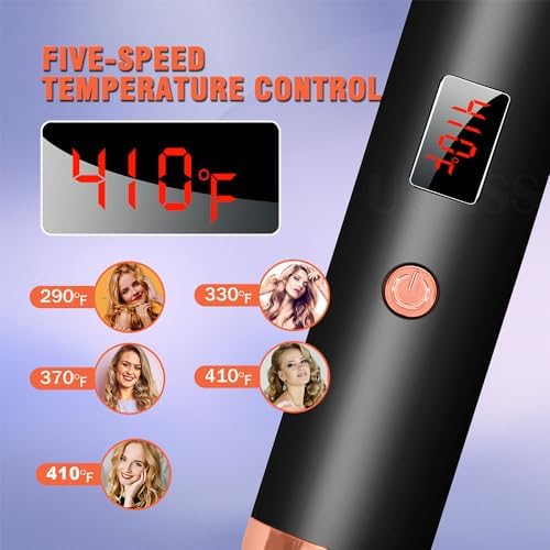 Thermal Brush,1.5 Inch Curling Iron Brush Thermal Brush,10 Temps LCD Display Up to 410°F 1.5 in Curling Brush Curling Iron Heated Curling Brush (Black Gold) - Image 6