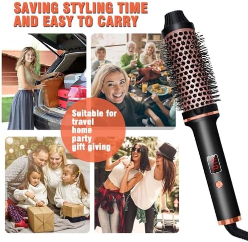 Thermal Brush,1.5 Inch Curling Iron Brush Thermal Brush,10 Temps LCD Display Up to 410°F 1.5 in Curling Brush Curling Iron Heated Curling Brush (Black Gold) - Image 8