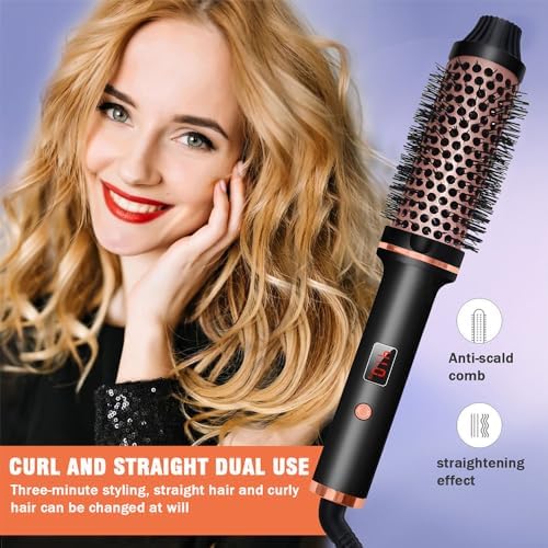Thermal Brush,1.5 Inch Curling Iron Brush Thermal Brush,10 Temps LCD Display Up to 410°F 1.5 in Curling Brush Curling Iron Heated Curling Brush (Black Gold) - Image 4