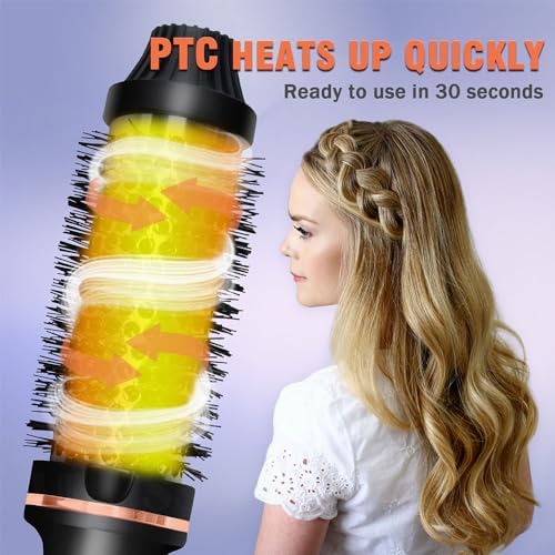 Thermal Brush,1.5 Inch Curling Iron Brush Thermal Brush,10 Temps LCD Display Up to 410°F 1.5 in Curling Brush Curling Iron Heated Curling Brush (Black Gold) - Image 2