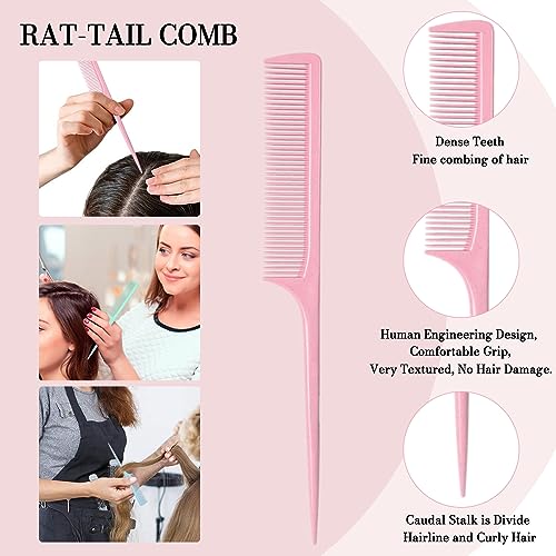 Tinashe Detangling Hair Brush Set,Detangler Brush for Curly Hair,Detangler Brush with Wide Tooth Brush, Rat Tail Comb for Parting,Detangling Brush for Natural Curly Dry Thick Straight Long Hair - Image 4