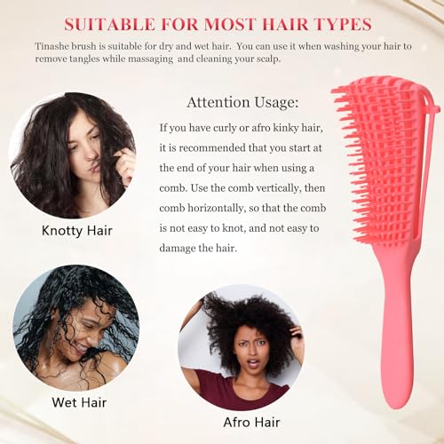 Tinashe Detangling Hair Brush Set,Detangler Brush for Curly Hair,Detangler Brush with Wide Tooth Brush, Rat Tail Comb for Parting,Detangling Brush for Natural Curly Dry Thick Straight Long Hair - Image 6