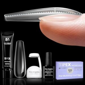Tipex 120-Piece Hard Acrylic Gel Nail Tips Kit with UV Glue, LED Lamp, and Base Gel