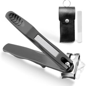 Toe Nail Clippers for Seniors, 360° Rotating Cortauñas Long Handle Fingernail Clipper, Ergonomic Nail Cutter for Men Women, Premium Steel Nail Trimmer with Nail File for Thick Toenails (Black)