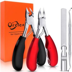 Toenail Clippers for Seniors Thick Toenails, Toe Nail Clippers Set for Ingrown Toenail, Men and Adults, Elderly, Professional, Super Sharp Curved Blade Grooming Tool, Predicure
