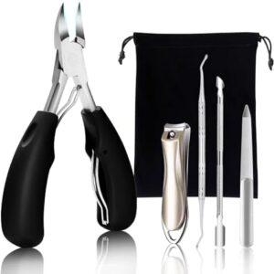 Toenail Clippers for Thick Toenails: 5PCS Ingrown Toe Nail Clippers for Seniors Thick Toe Nails - Heavy Duty Large Fingernail Toenail Clippers Cutter Set for Men