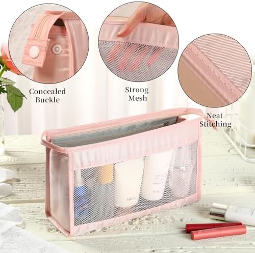 Toiletry Bag for Women, Cosmetic Makeup Bag Portable Travel Pouch Make Up Organizer Bag for Toiletries, Brushes, Travel Essentials (Blue) - Image 3
