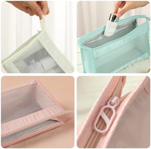 Toiletry Bag for Women, Cosmetic Makeup Bag Portable Travel Pouch Make Up Organizer Bag for Toiletries, Brushes, Travel Essentials (Blue) - Image 4