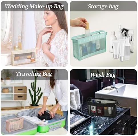 Toiletry Bag for Women, Cosmetic Makeup Bag Portable Travel Pouch Make Up Organizer Bag for Toiletries, Brushes, Travel Essentials (Blue) - Image 6
