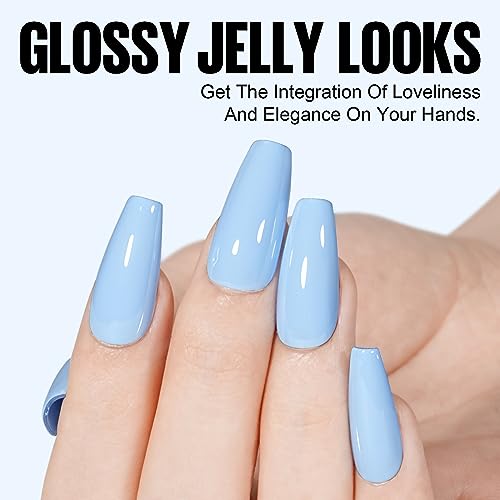 TOMICCA Blue Gel Polish, Sky Blue Gel Nail Polish, UV Light Blue Macarons Nail Polish Fast Dry, Soft Candy Pastel Nail Art French Manicure Salon DIY - Image 6