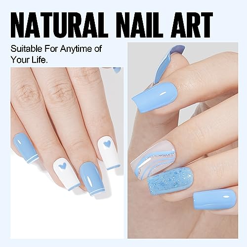 TOMICCA Blue Gel Polish, Sky Blue Gel Nail Polish, UV Light Blue Macarons Nail Polish Fast Dry, Soft Candy Pastel Nail Art French Manicure Salon DIY - Image 3
